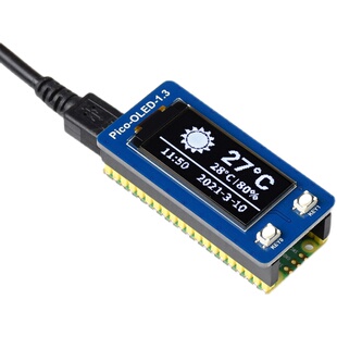 微雪 树莓派Pico 1.3寸OLED显示屏模块扩展板 SH1107芯片 I2C接口