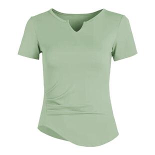 瑜伽服女跑步健身运动速干薄款春夏23新款短袖显瘦上衣紧修身套装