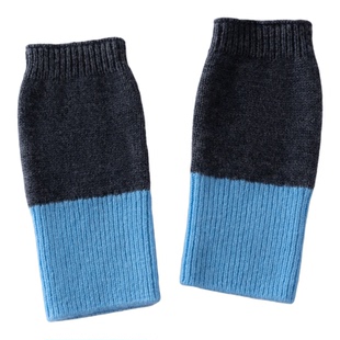 撞色设计山羊绒手套女冬季舒适保暖时髦针织半指手套护腕公办触屏