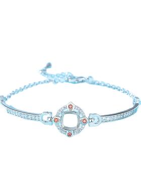 镀银白金色女手镯手链空托diyins