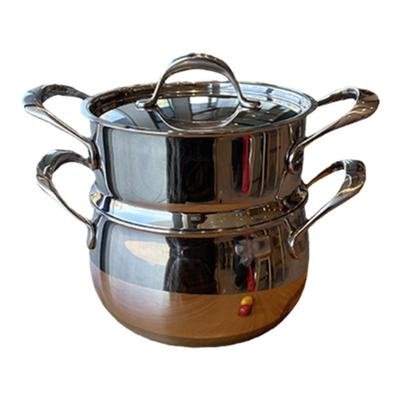 菲仕朗18/10不锈钢20cm涨型蒸汤锅 双耳蒸煮两用4L容量锅不挑炉灶