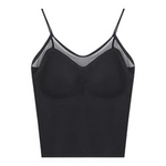 百家好黑色吊带背心女春季新款带胸垫文胸一体美背打底无袖上衣