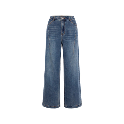 MARYLING丹宁蓝宽松直筒牛仔裤