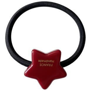 小星星发圈~~韩国France花苞头皮筋 法式高马尾丸子头酒红色发绳