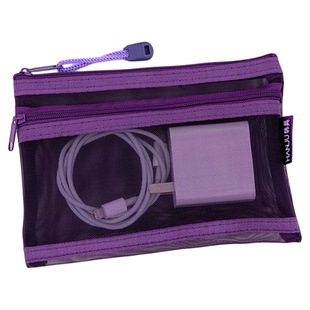 紫罗兰色系网纱收纳袋便携家庭证件包袋结婚证护照小号文件袋加厚双层护照袋分格整理旅行包小资料袋卡片收纳