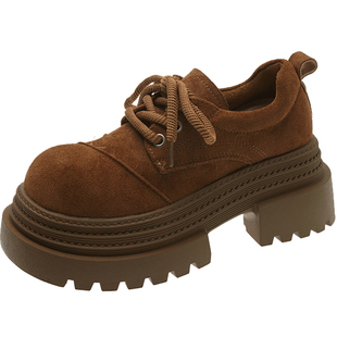 英伦风小皮鞋女2025新款冬季配裙子大头jk单鞋厚底乐福鞋勃肯鞋子