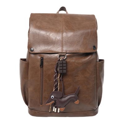 轻便皮质双肩包学生书包电脑背包