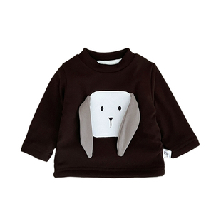 女宝宝冬款卡通打底衫套装女童可爱加绒保暖上衣婴儿百搭加厚裤子