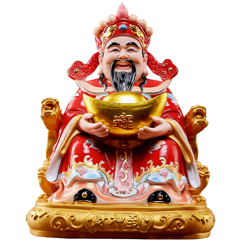 精工彩坐龙椅招财进宝财陶瓷神像