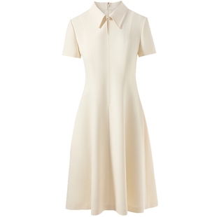 【醋酸】LANCY/朗姿2025夏季新款气质POLO领收腰淡人通勤连衣裙子