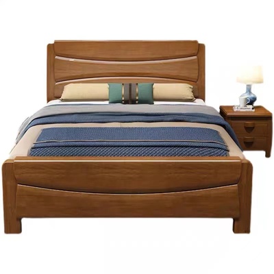 中式实木床1.2米1米小户型储物床
