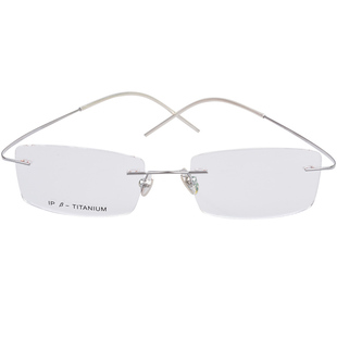 手工925纯银眼镜架理想镜侣眼镜框无框眼镜男女近视β钛超轻