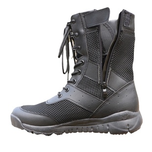 夏超轻cqb作战训靴男透气安检网眼拉链抢险救援靴户外训练保安靴