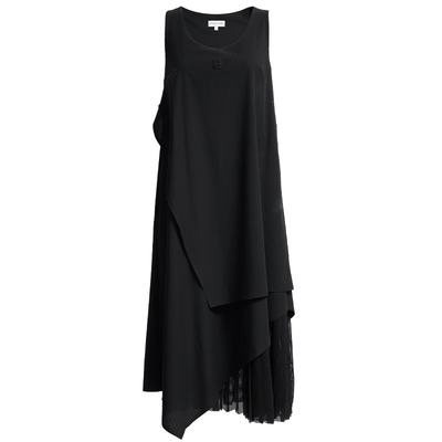 SEASON HIGH秋季时尚宽松长裙多层不规则拼接下摆无袖背心裙女装