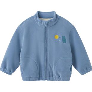 [抗静电双面绒]博睿恩男童女宝宝外套秋冬款加绒休闲拉链上衣童装