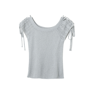 系带亮丝针织短袖打底针织抹胸