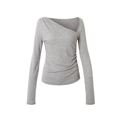 covertitle斜肩天丝打底衫T恤