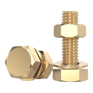 国标纯黄铜螺丝平垫螺母套装全外六角铜螺栓组合4M5M6M8M10M12M16