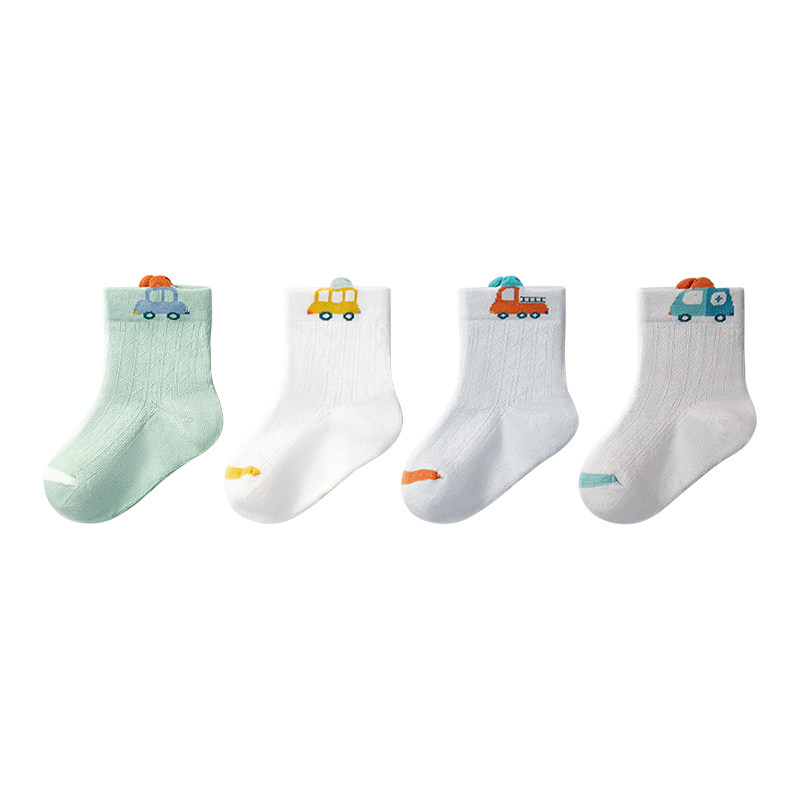 13.9/4双！儿童袜子男童夏薄款宝宝网眼袜