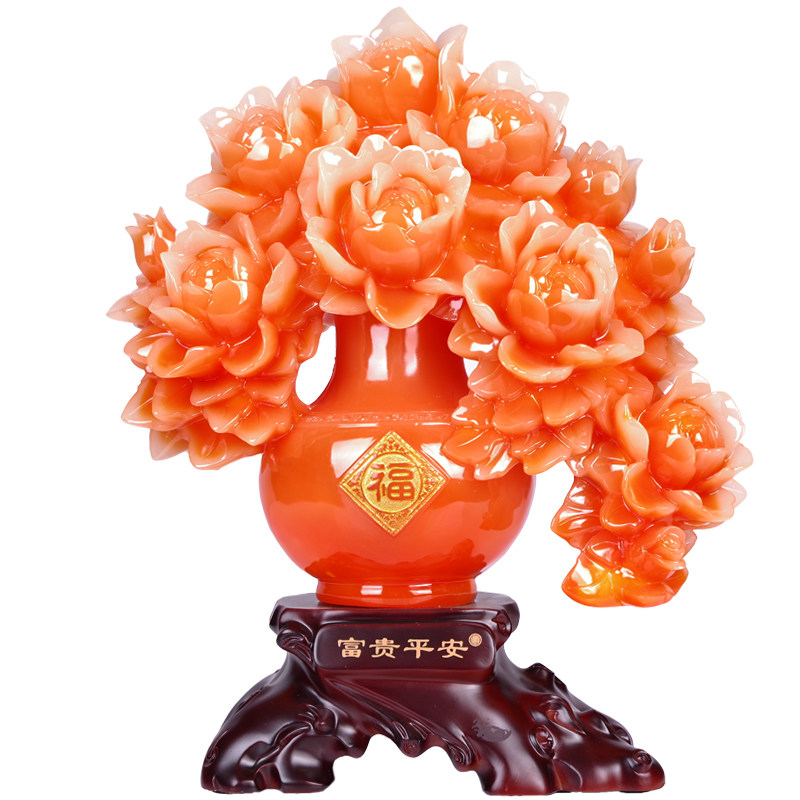 牡丹花瓶家居客厅两边乔迁礼物