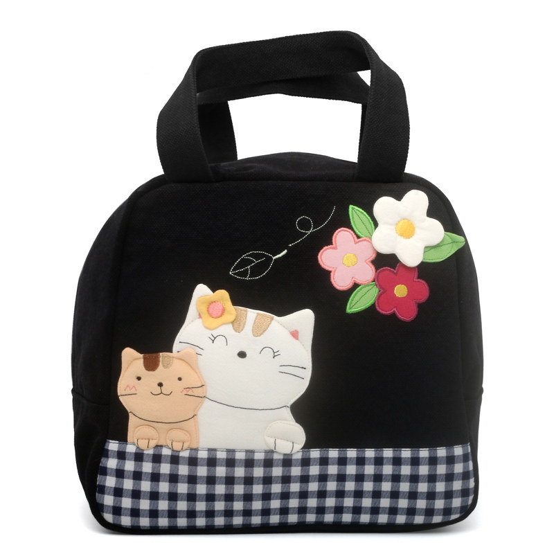 Kine猫手提便当饭盒包布艺可爱女