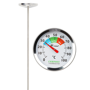 不锈钢加长探针土壤堆肥温度计双金属测温仪插入式农业种植测温表