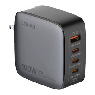 LDNIO多功能GaN氮化镓超级USB C快充头PD100W笔记本电脑QC30Ｗ手机闪充头转换插头港式英规插头欧式美标二插1