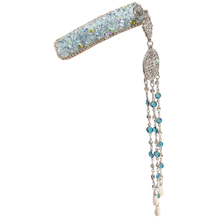 新中式银色流苏发夹女2026新款侧边刘海夹民族风超仙精致闪钻头饰