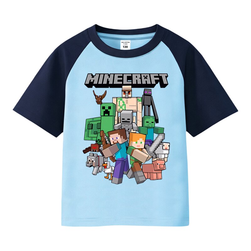 我的世界t恤衫儿童男孩夏季新款Minecraft衣服纯棉宽松MC短袖上衣