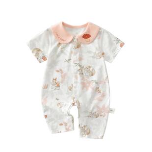 婴儿衣服夏季薄款短袖长裤连体衣婴幼儿女宝宝夏装纯棉超萌外出服