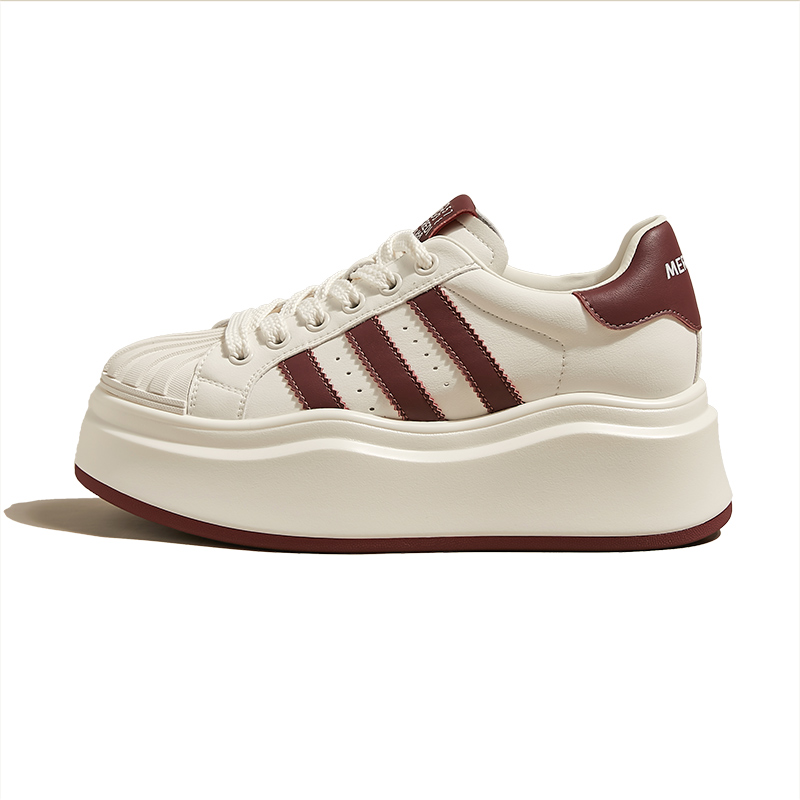 欧洲站贝壳头厚底小白鞋女2025春季新款百搭内增高休闲板鞋松糕鞋