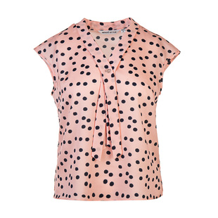 名师路波点落肩袖衬衫夏装女款2026年新款V领薄款直筒上衣设计感