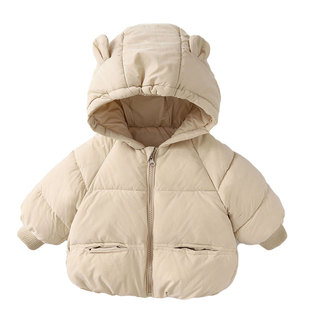 秋冬装儿童棉服小宝宝棉衣耳朵款咖色面包服桃皮绒棉感外套中小童