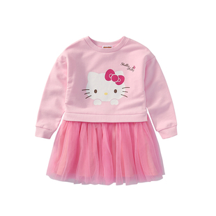 hello kitty女童可爱长袖连衣裙春秋甜美小童洋气网纱公主裙宝宝