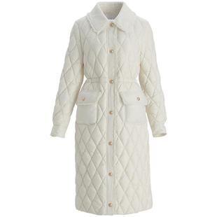 OBEG欧碧倩千金小香风收腰长款羽绒服女白色过膝鸭绒外套50484570