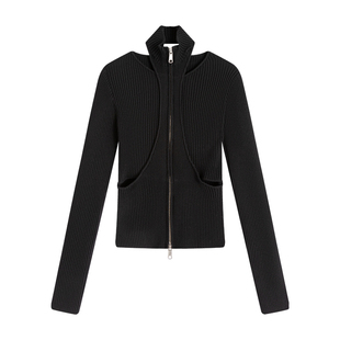 【商场同款】X--MOOM冬季新款镂空解构拉链修身显瘦针织衫女