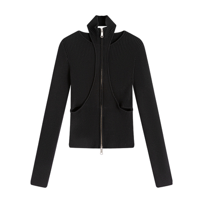 X--MOOM镂空解构双开拉链针织衫