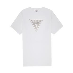 GUESS 女士经典款镶钻圆领短袖T恤连衣裙-W3PK1SK2Q40