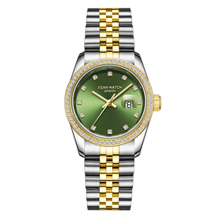 正品日志手表女款女士轻奢小众高颜值进口机械2025新款女式绿圆盘