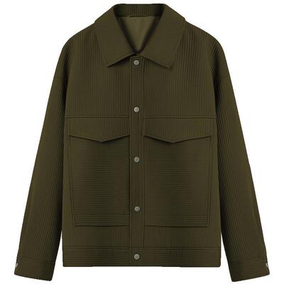 休闲男装外套设计感夹克工装条纹