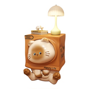 猫咪纸箱床头柜代替品小边几创意可爱卧室小型儿童房床边柜置物架