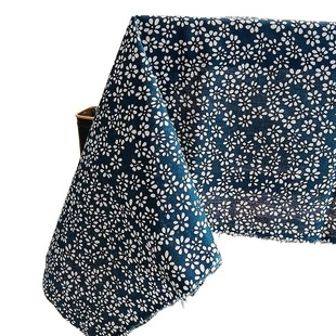 碎花中国风民族面料桌布手工印染老花乌镇青花蓝印花布料棉麻