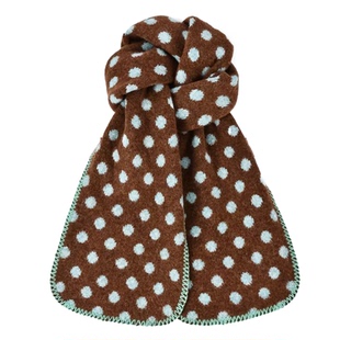 小清新~薄荷绿棕波点围巾女甜美可爱毛绒围脖2025秋冬新款配饰品