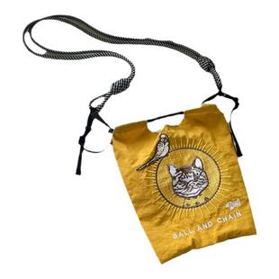 日系mini ball chain刺绣购物袋迷你尼龙手提女斜跨小包小号布袋