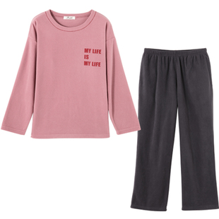 顶瓜瓜顶呱呱长袖睡衣女秋季家居服套装摇粒绒可外穿休闲中厚圆领