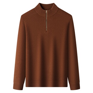 LP正品鄂尔多斯市产100%纯山羊绒衫男半高拉链立领针织毛衣打底衫