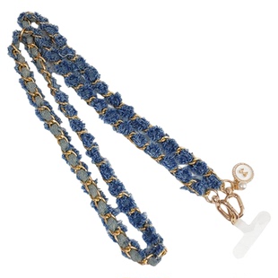 小香风牛仔布编织铝链条斜挎背挂绳双扣包包相机手腕短手机壳挂绳