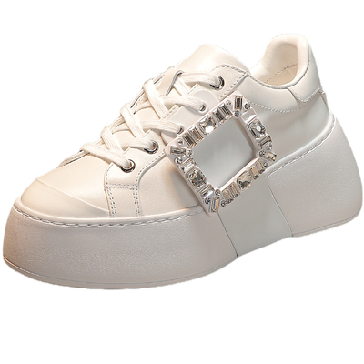 水钻方扣厚底内增高休闲鞋板鞋