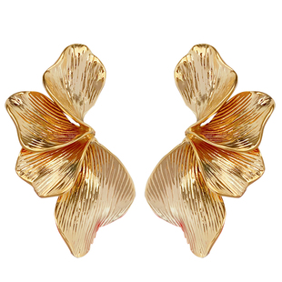 欧美夸张耳钉不对称树叶耳环2025新款爆款高级感时尚气质金属耳坠