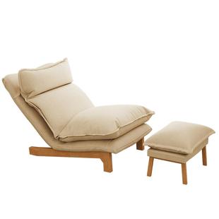 可躺可睡懒人布艺沙发原木风小户型卧室阳台躺椅网红棉麻单人沙发